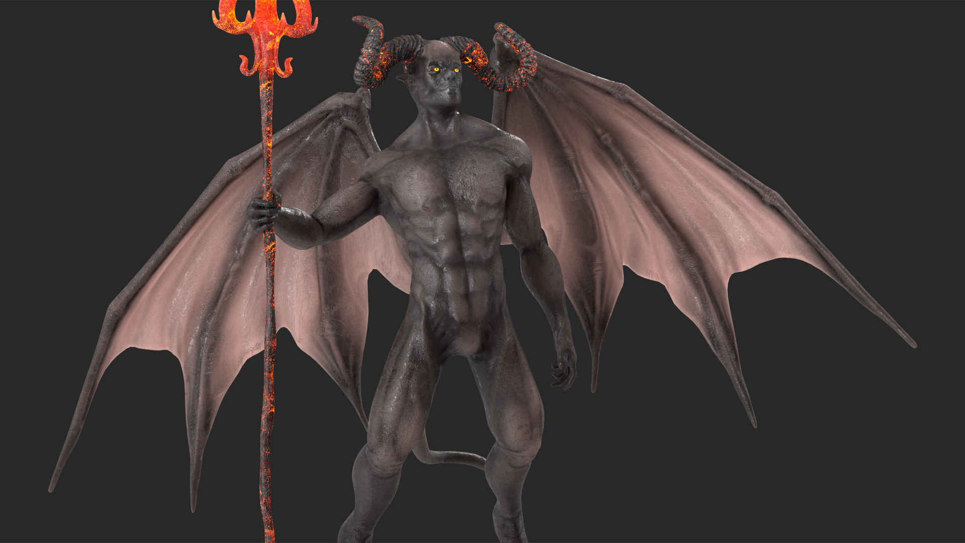 Devil Character with Trident Rigged for Maya 3D model