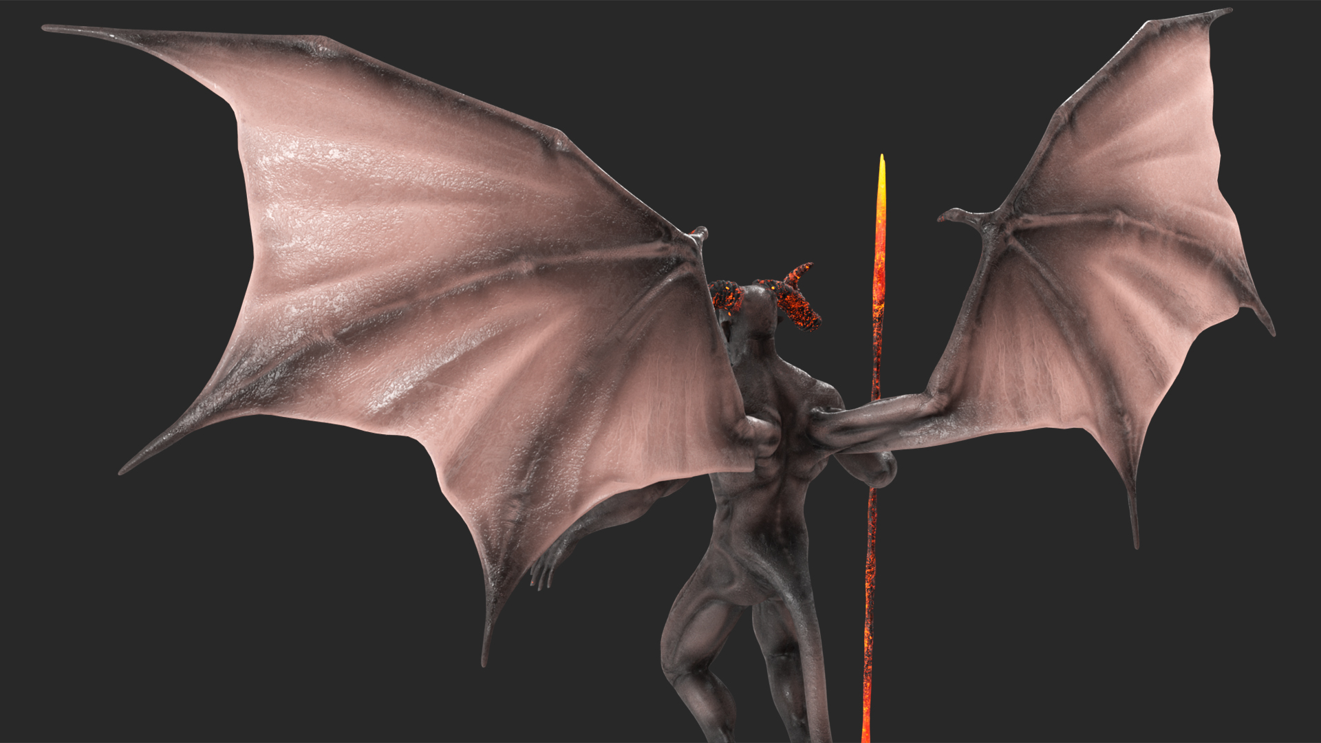 Devil Character with Trident Rigged for Maya 3D model