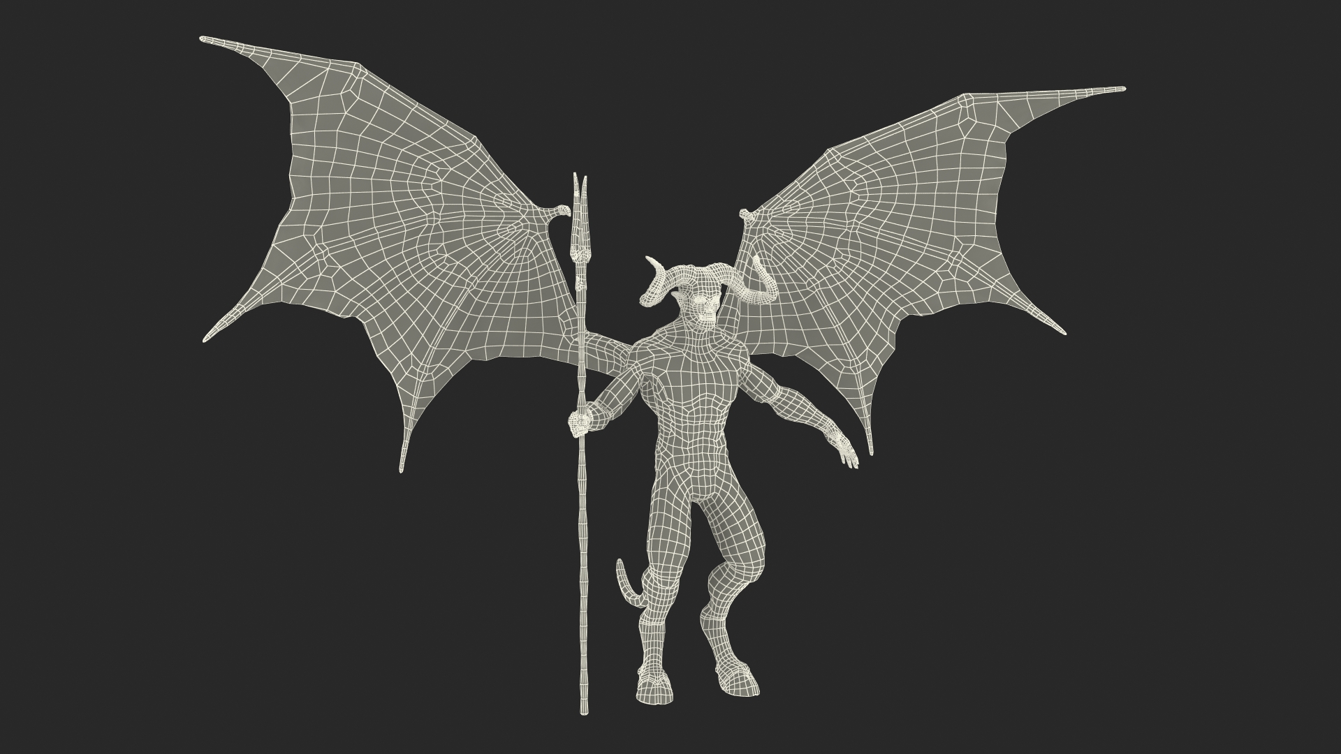 Devil Character with Trident Rigged for Maya 3D model