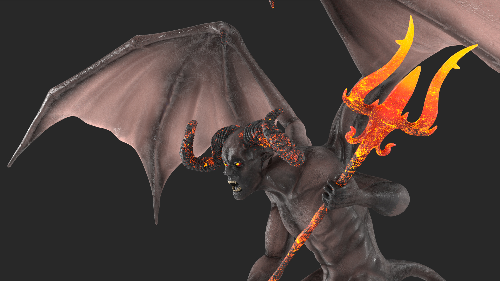 Devil Character with Trident Rigged for Maya 3D model