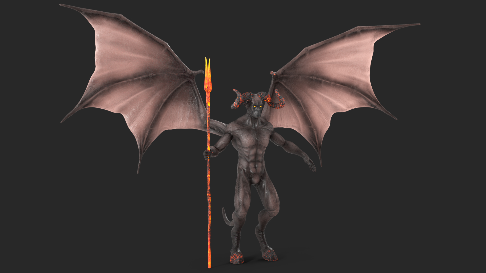 Devil Character with Trident Rigged for Maya 3D model