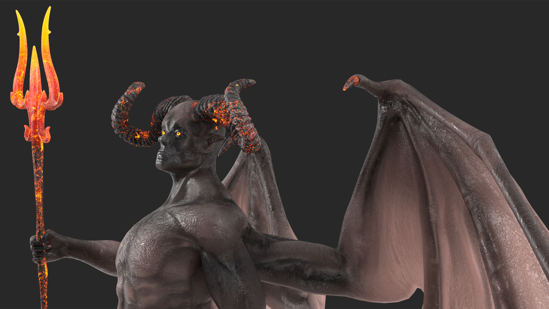 Devil Character with Trident Rigged for Maya 3D model
