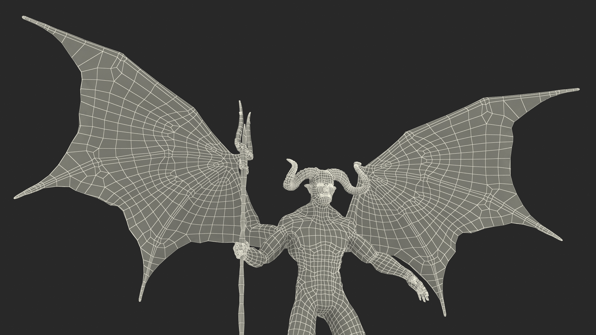 Devil Character with Trident Rigged for Maya 3D model