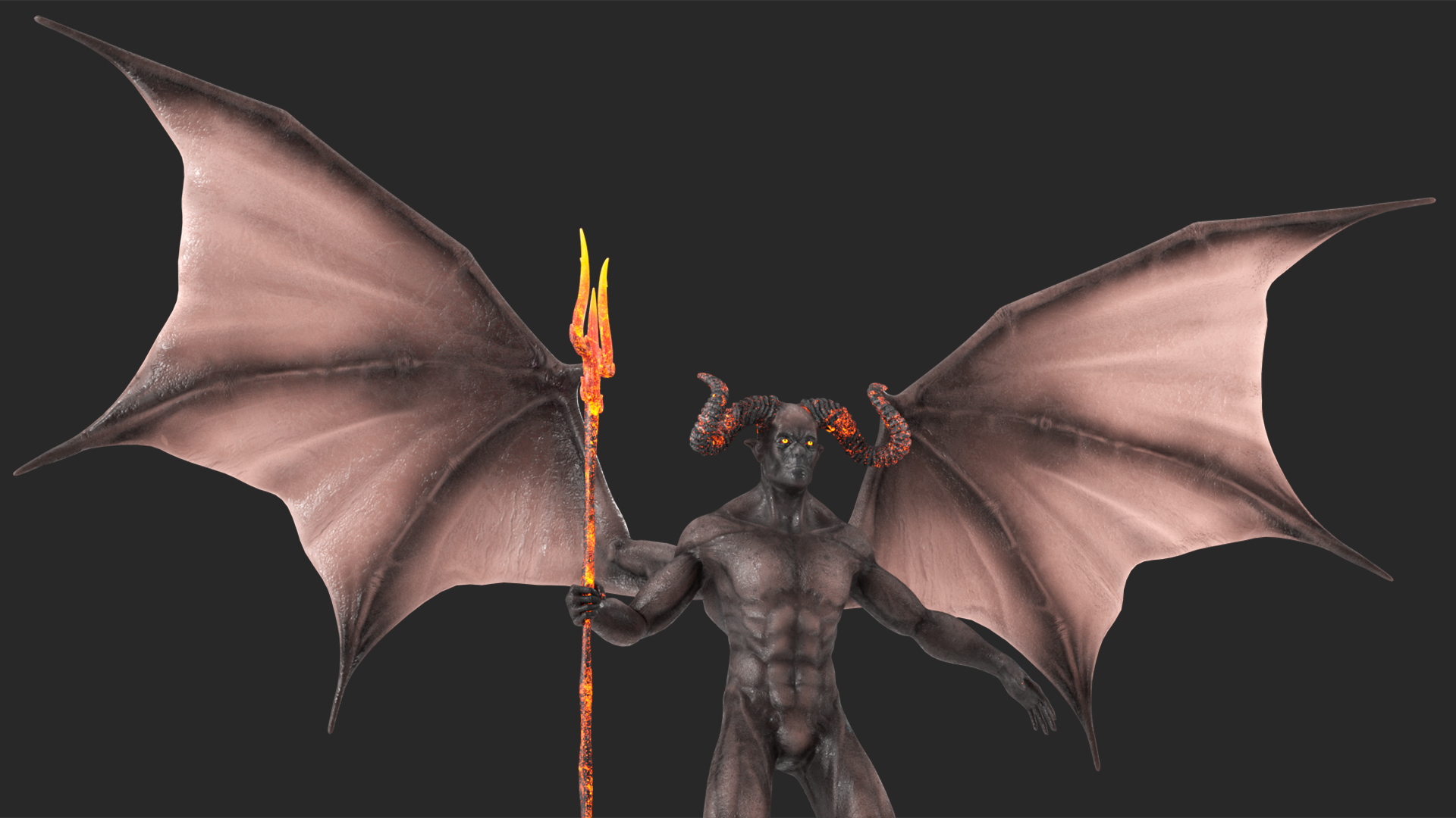 Devil Character with Trident Rigged for Maya 3D model