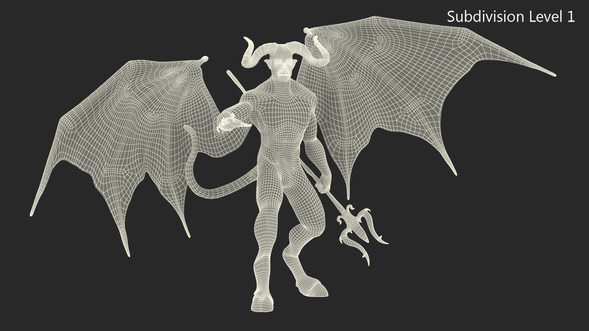 Devil Character with Trident Rigged for Maya 3D model