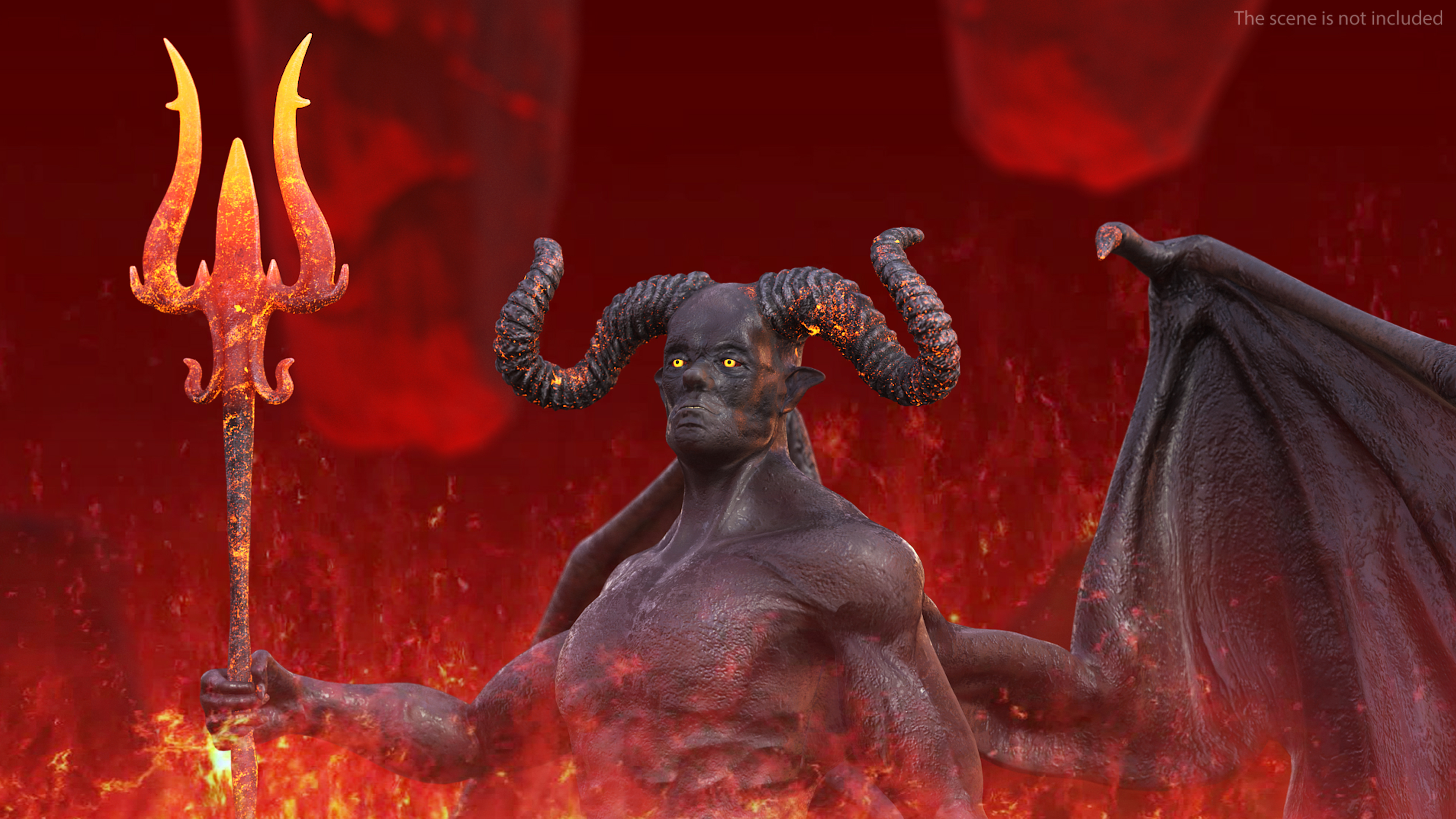 Devil Character with Trident Rigged for Maya 3D model