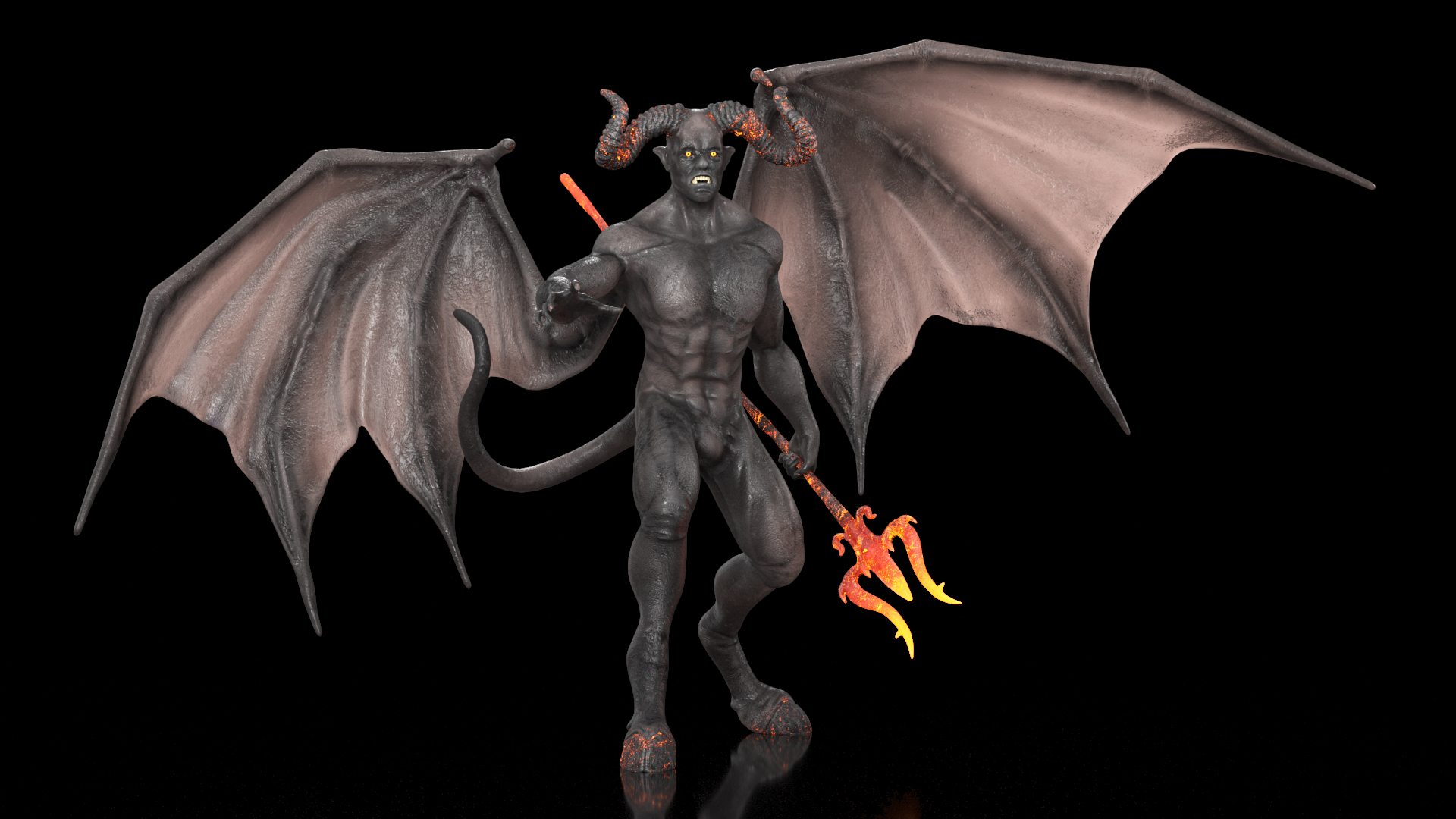 Devil Character with Trident Rigged for Maya 3D model