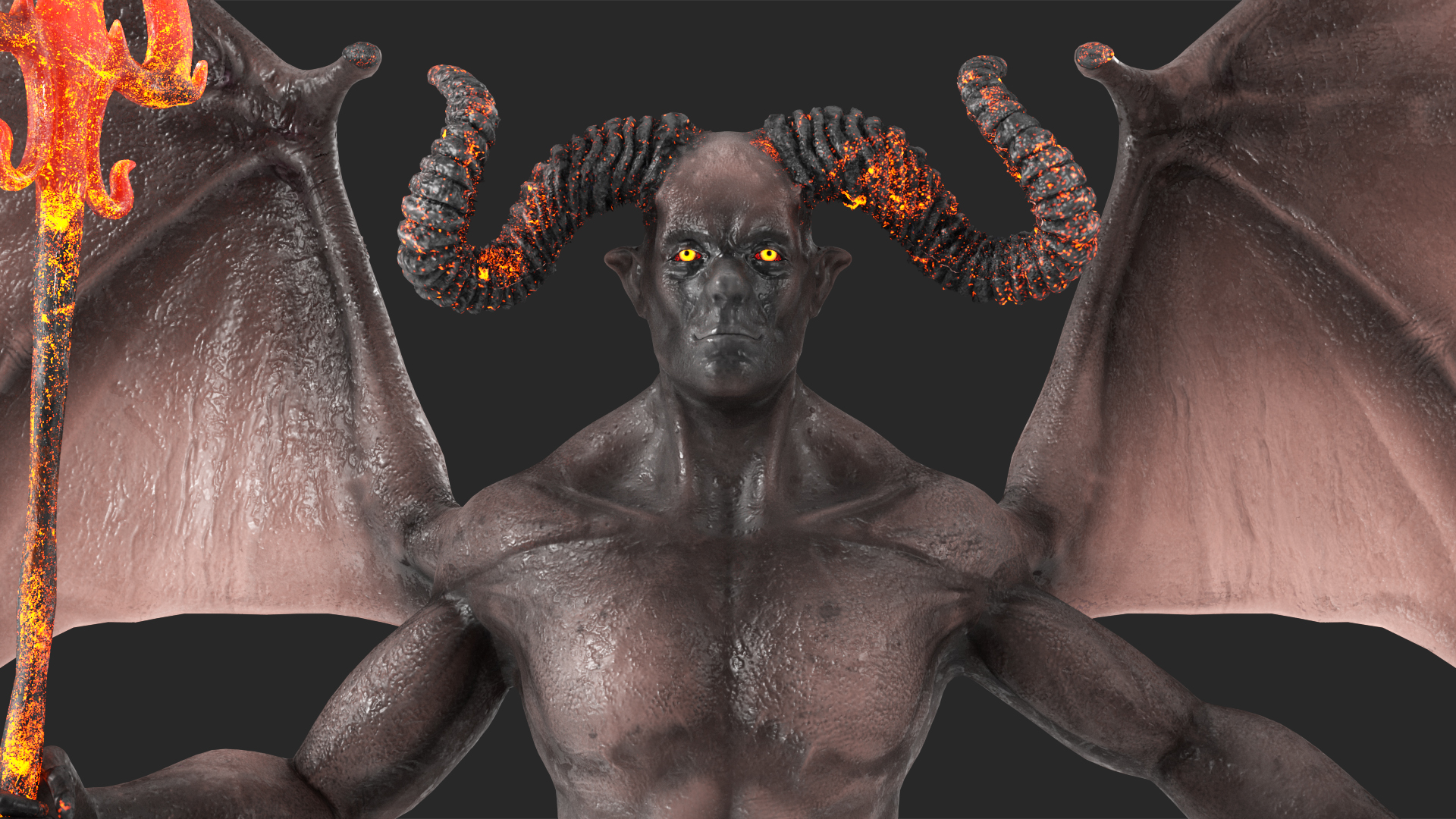 Devil Character with Trident Rigged for Maya 3D model