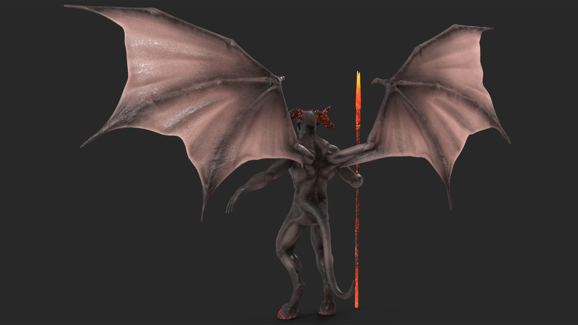 Devil Character with Trident Rigged for Maya 3D model