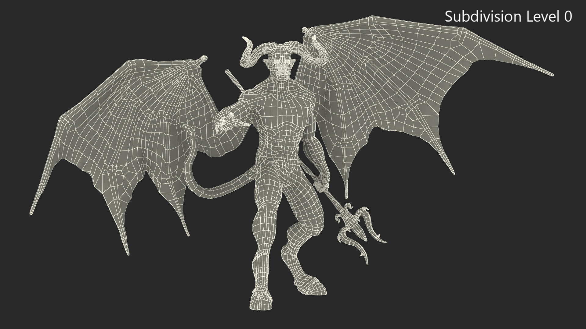 Devil Character with Trident Rigged for Maya 3D model