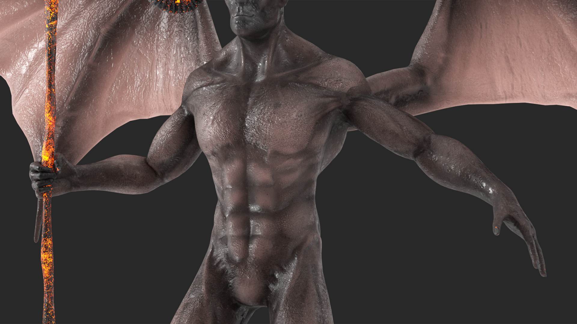 Devil Character with Trident Rigged for Maya 3D model