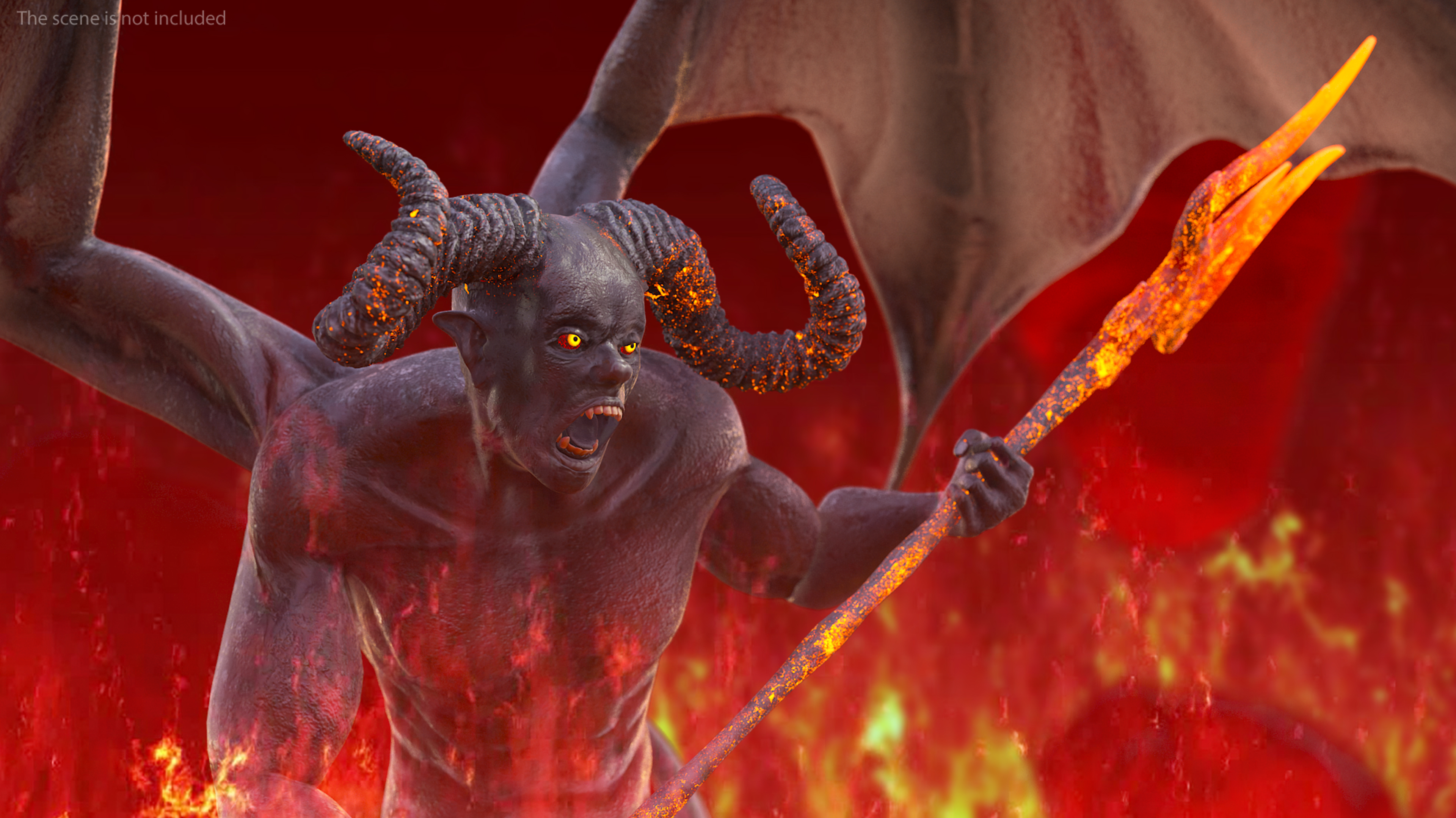 Devil Character with Trident Rigged for Maya 3D model