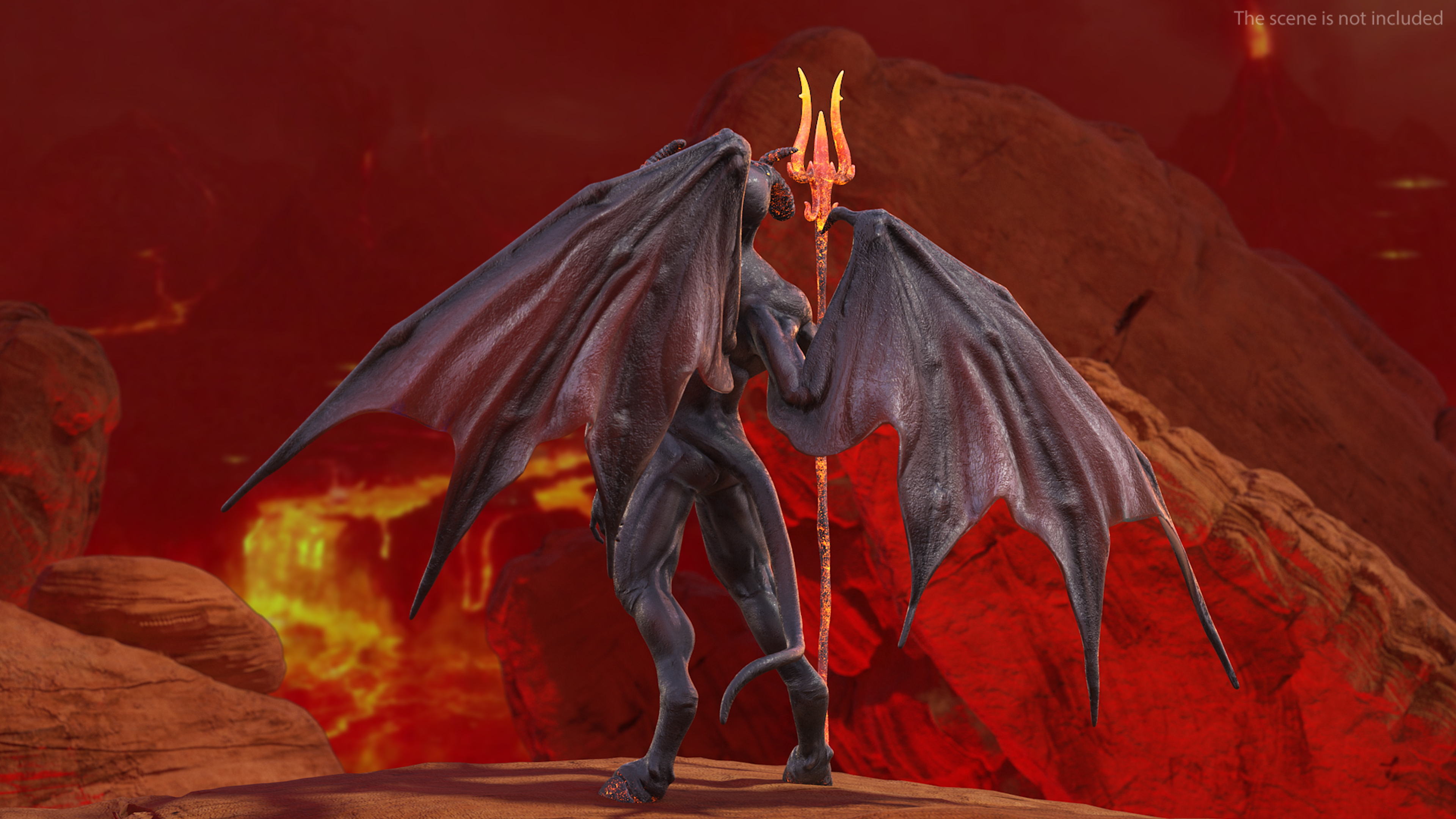 Devil Character with Trident Rigged for Maya 3D model