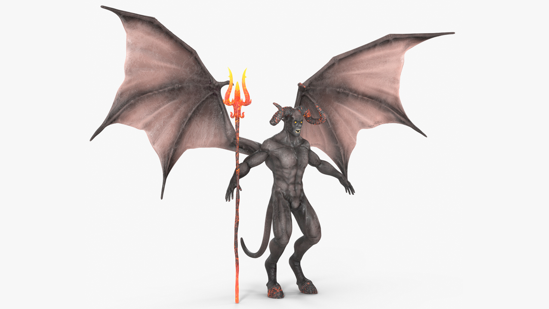 Devil Character with Trident Rigged for Maya 3D model