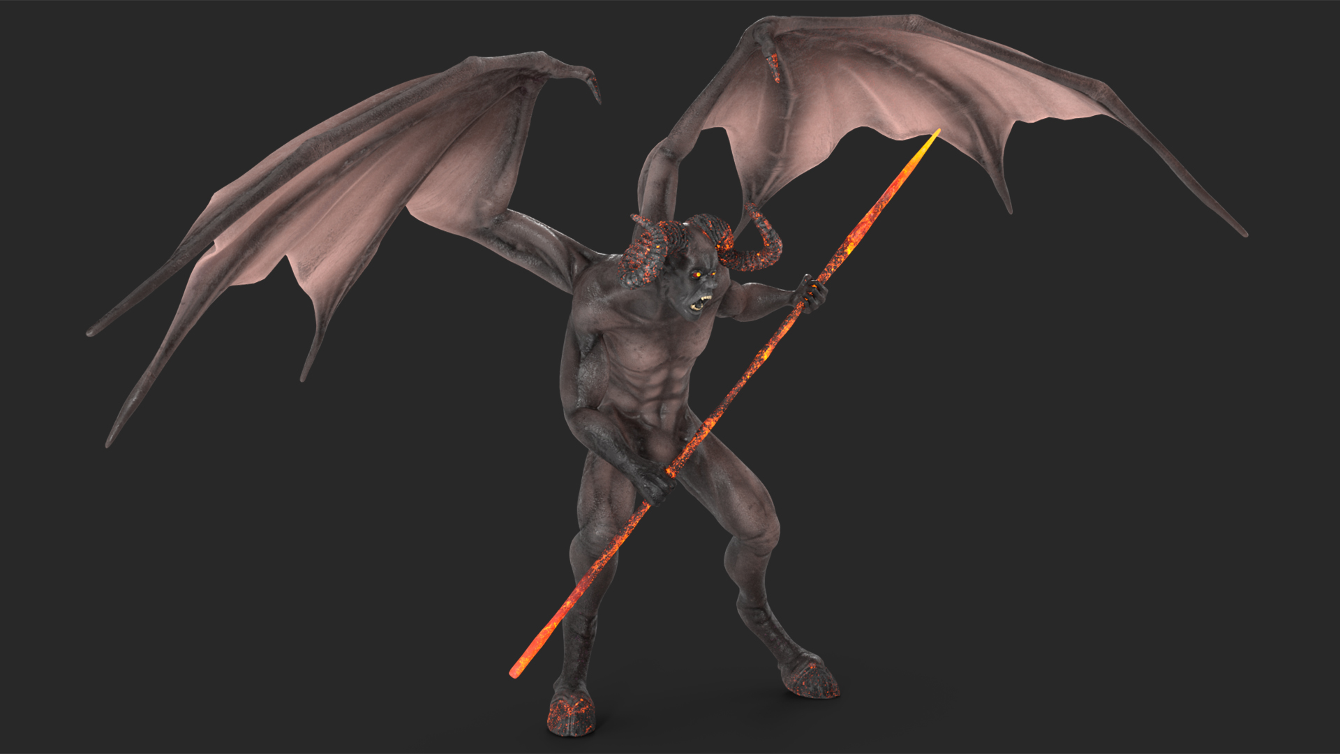 Devil Character with Trident Rigged for Maya 3D model