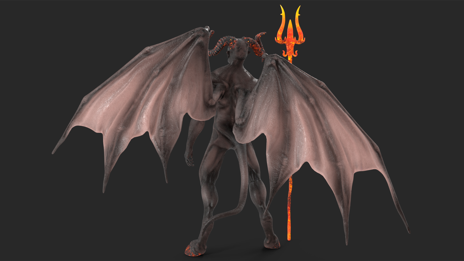 Devil Character with Trident Rigged for Maya 3D model