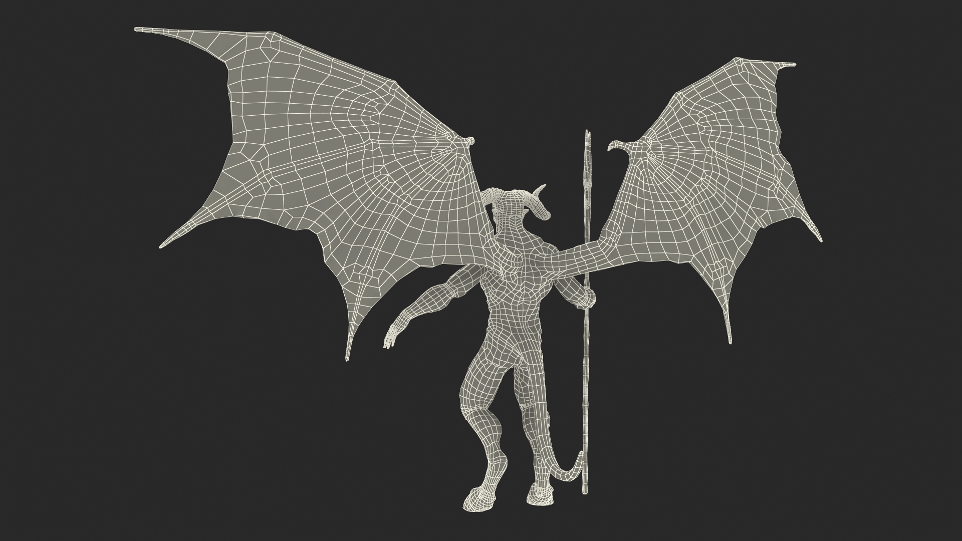 Devil Character with Trident Rigged for Maya 3D model