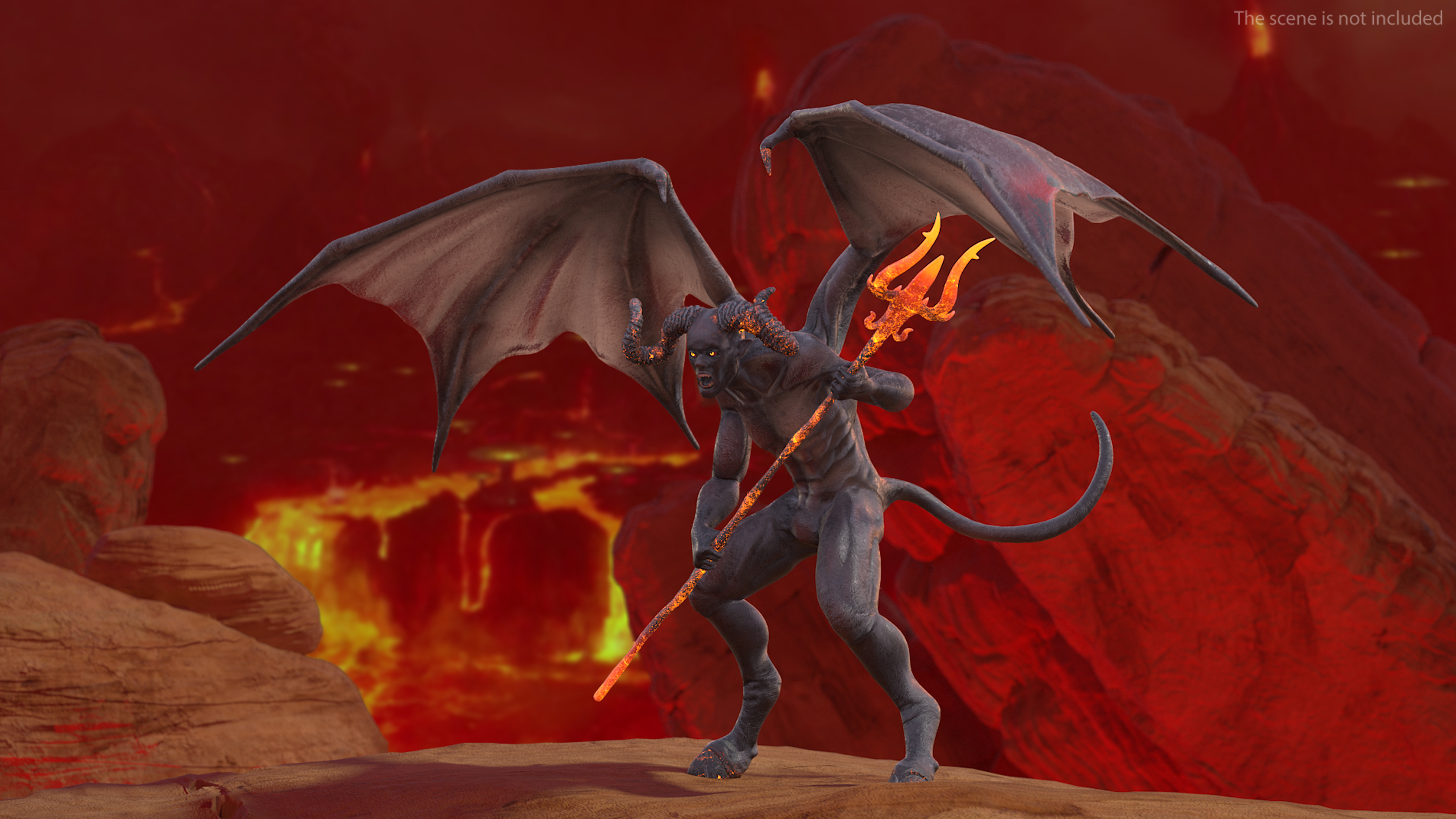Devil Character with Trident Rigged for Maya 3D model