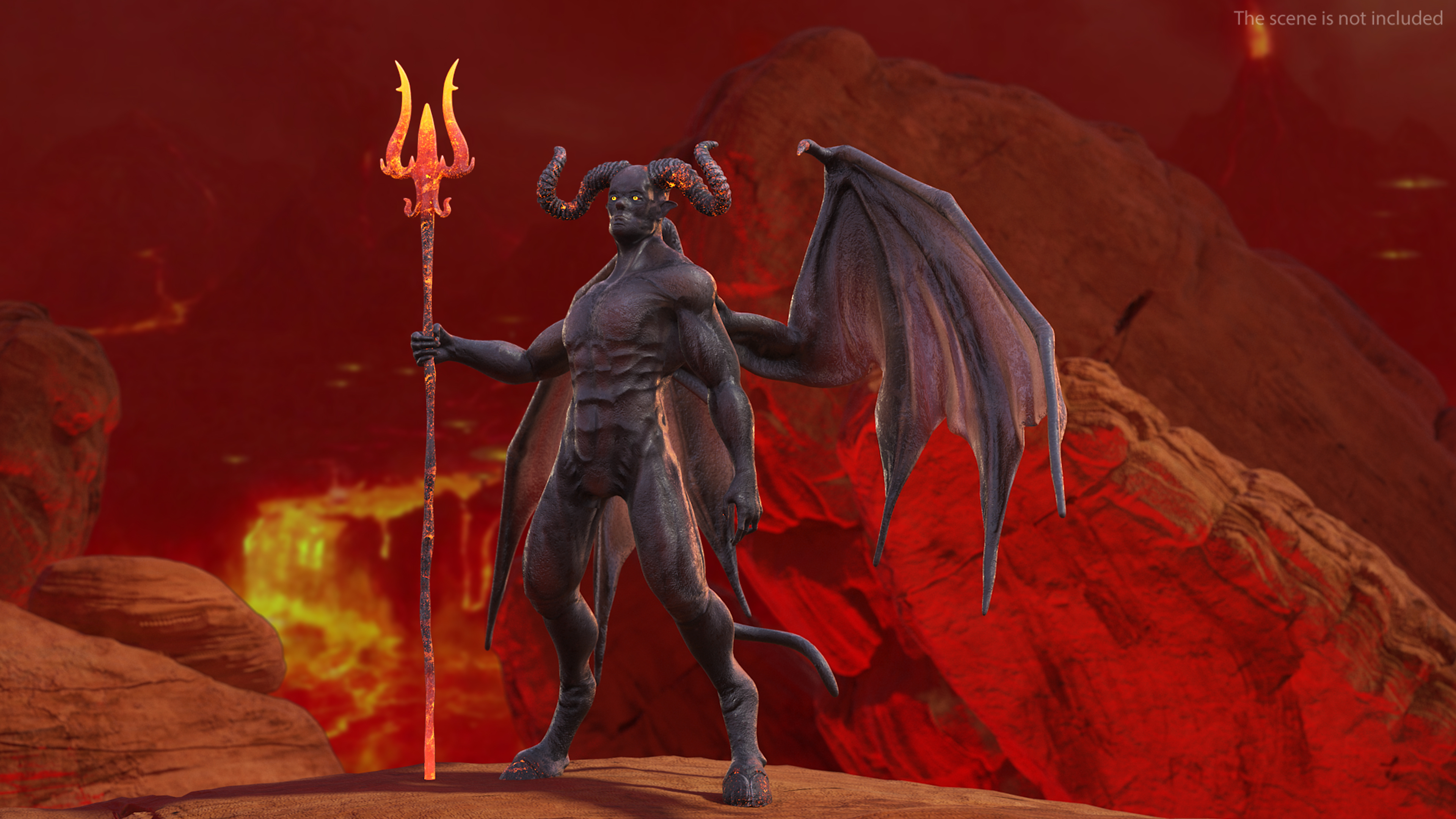 Devil Character with Trident Rigged for Maya 3D model