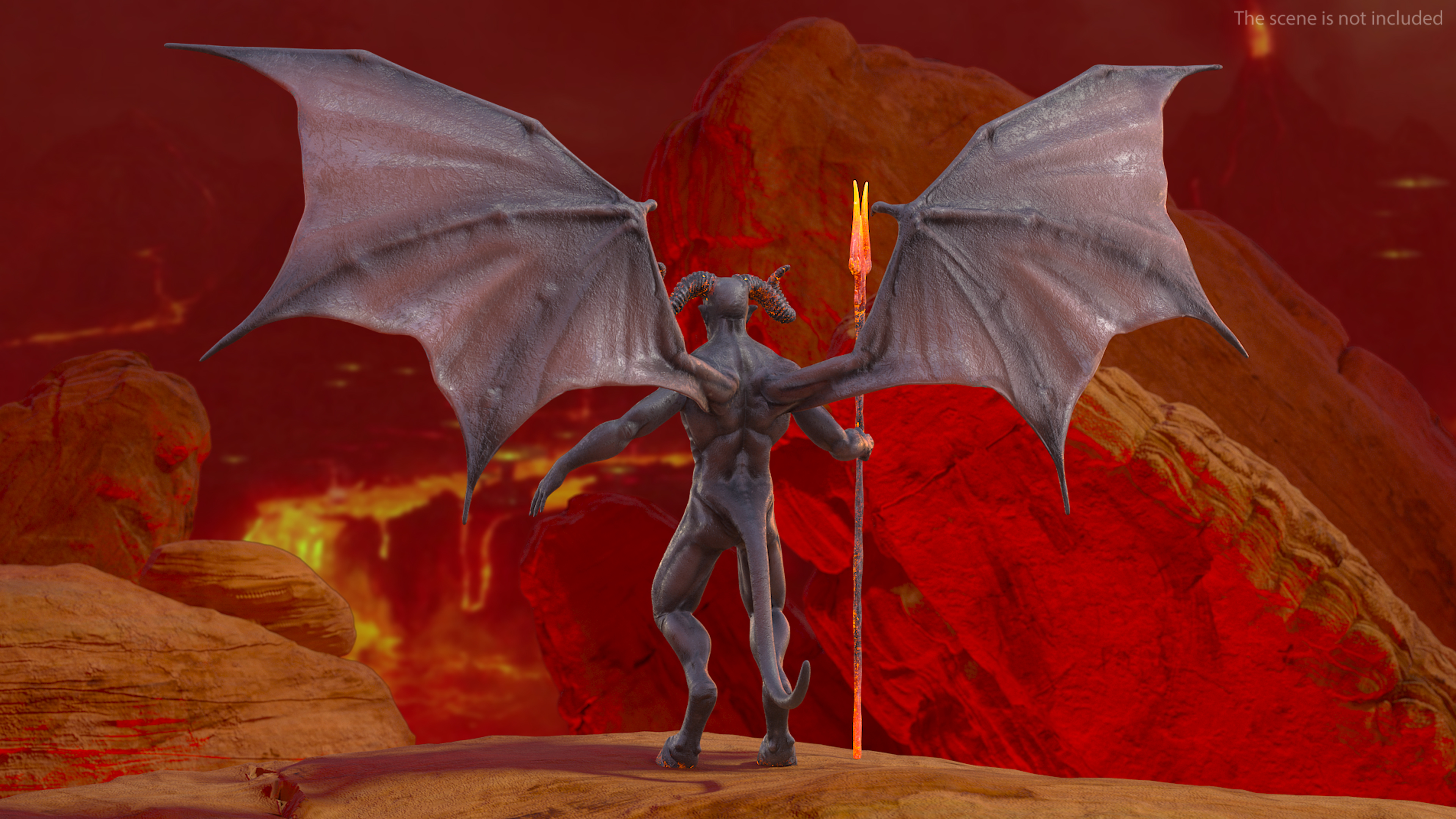 Devil Character with Trident Rigged for Maya 3D model