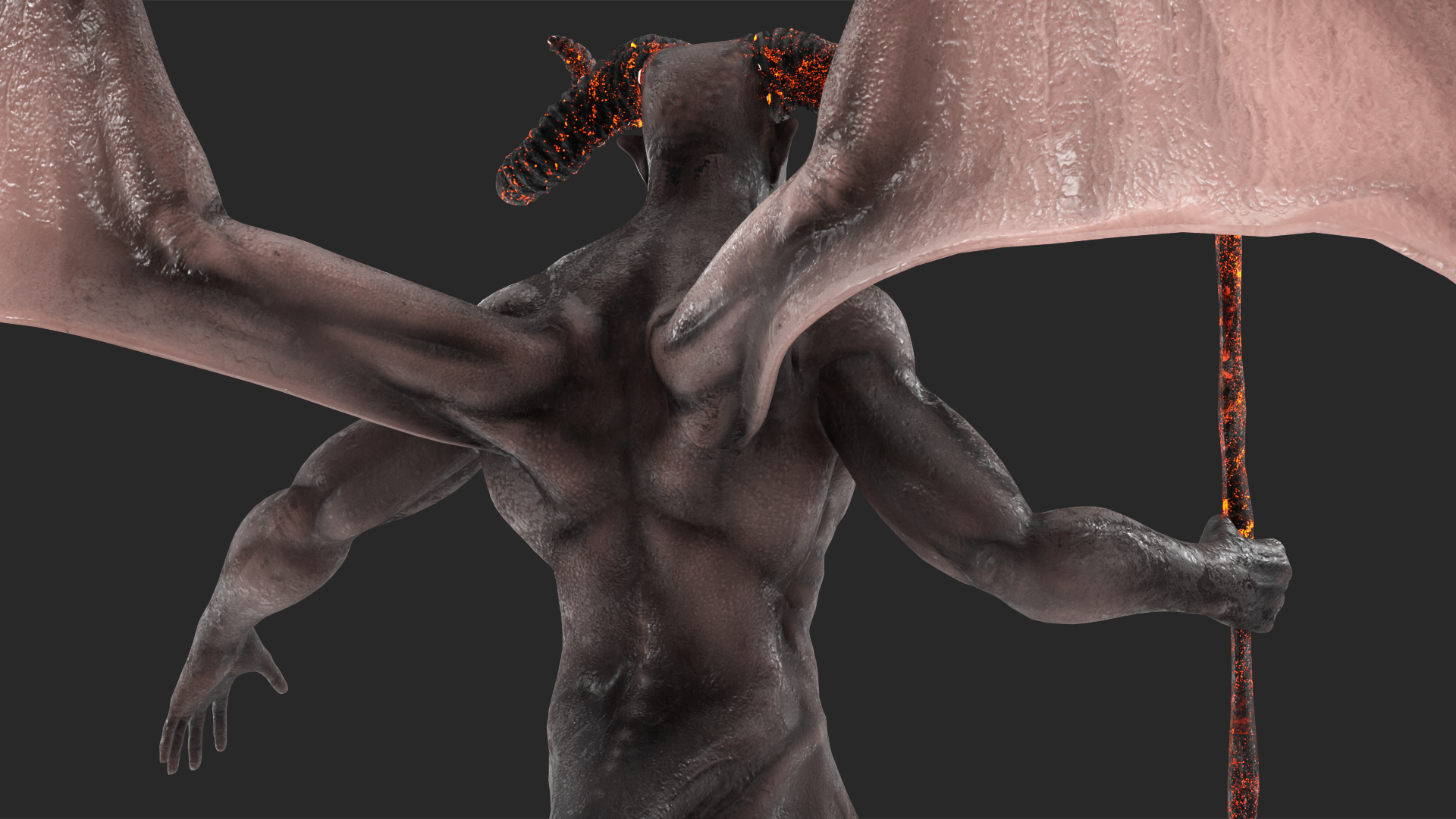 Devil Character with Trident Rigged for Maya 3D model