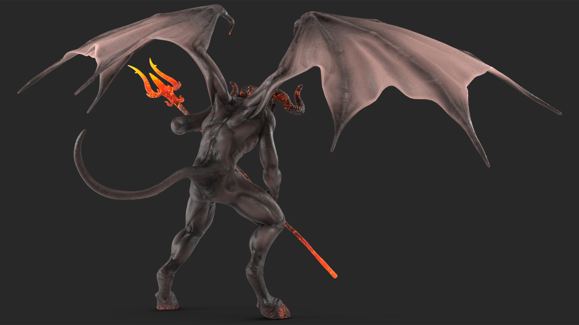 Devil Character with Trident Rigged for Maya 3D model