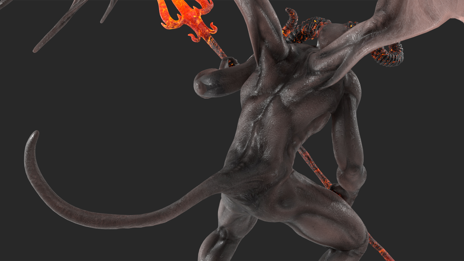 Devil Character with Trident Rigged for Maya 3D model