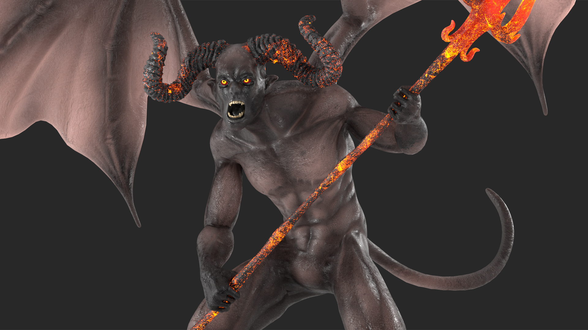 Devil Character with Trident Rigged for Maya 3D model