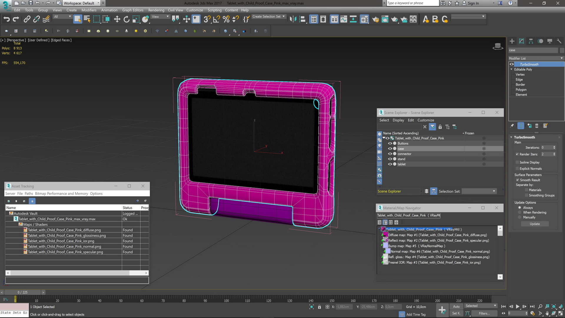 3D Tablet with Child Proof Case Pink model