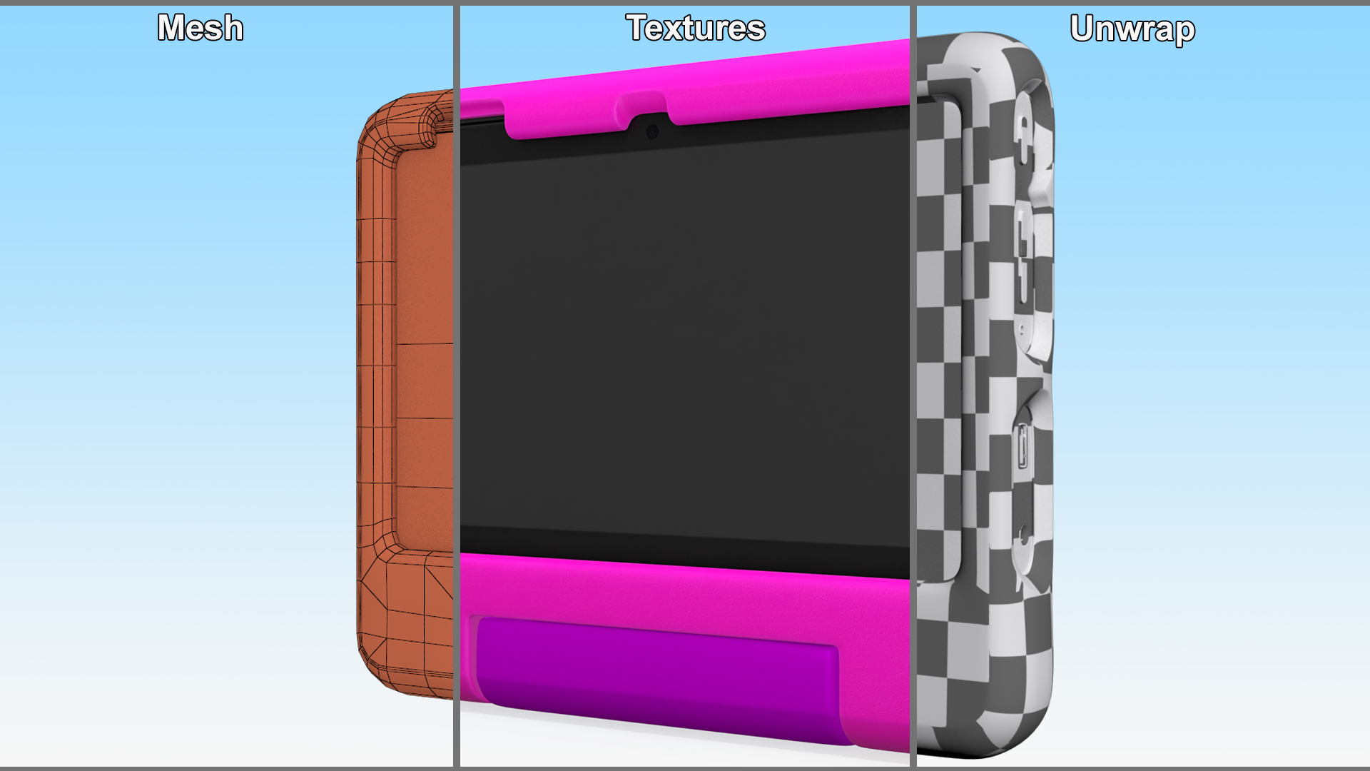 3D Tablet with Child Proof Case Pink model