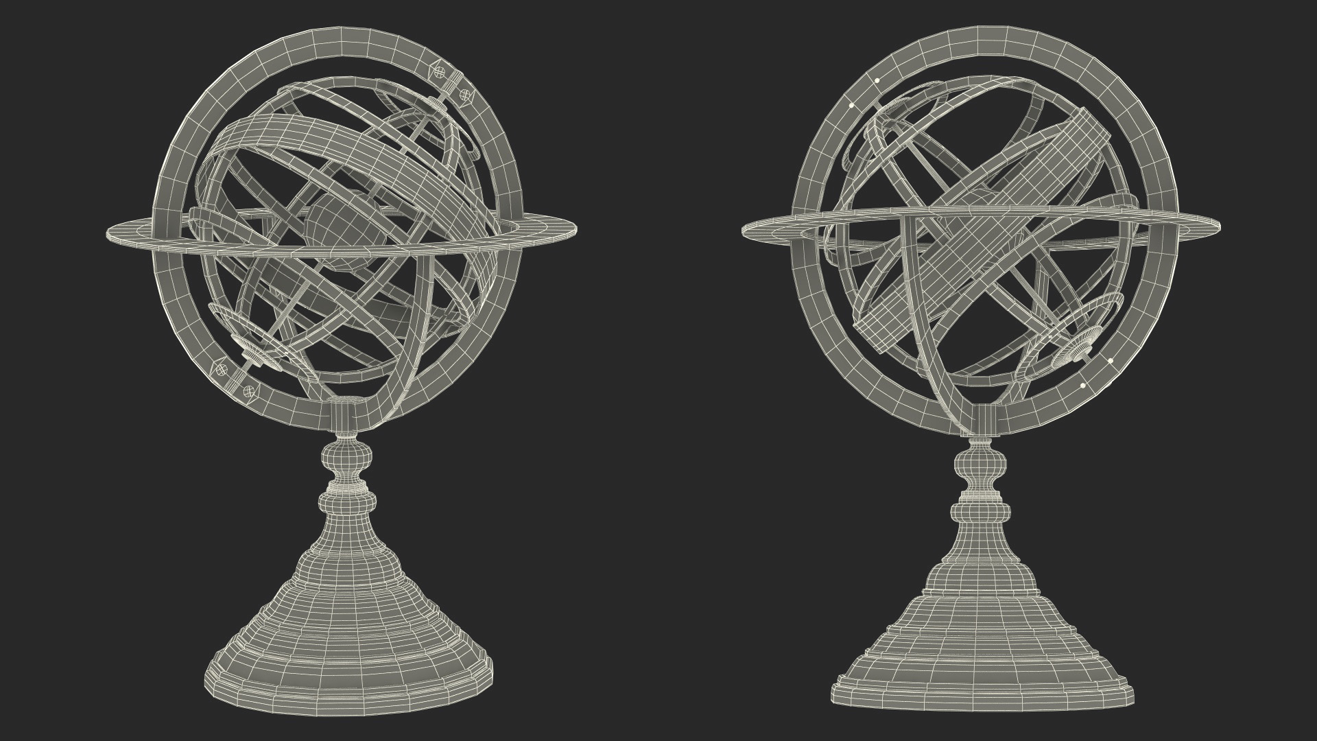 3D Bronze Antique World Globe
