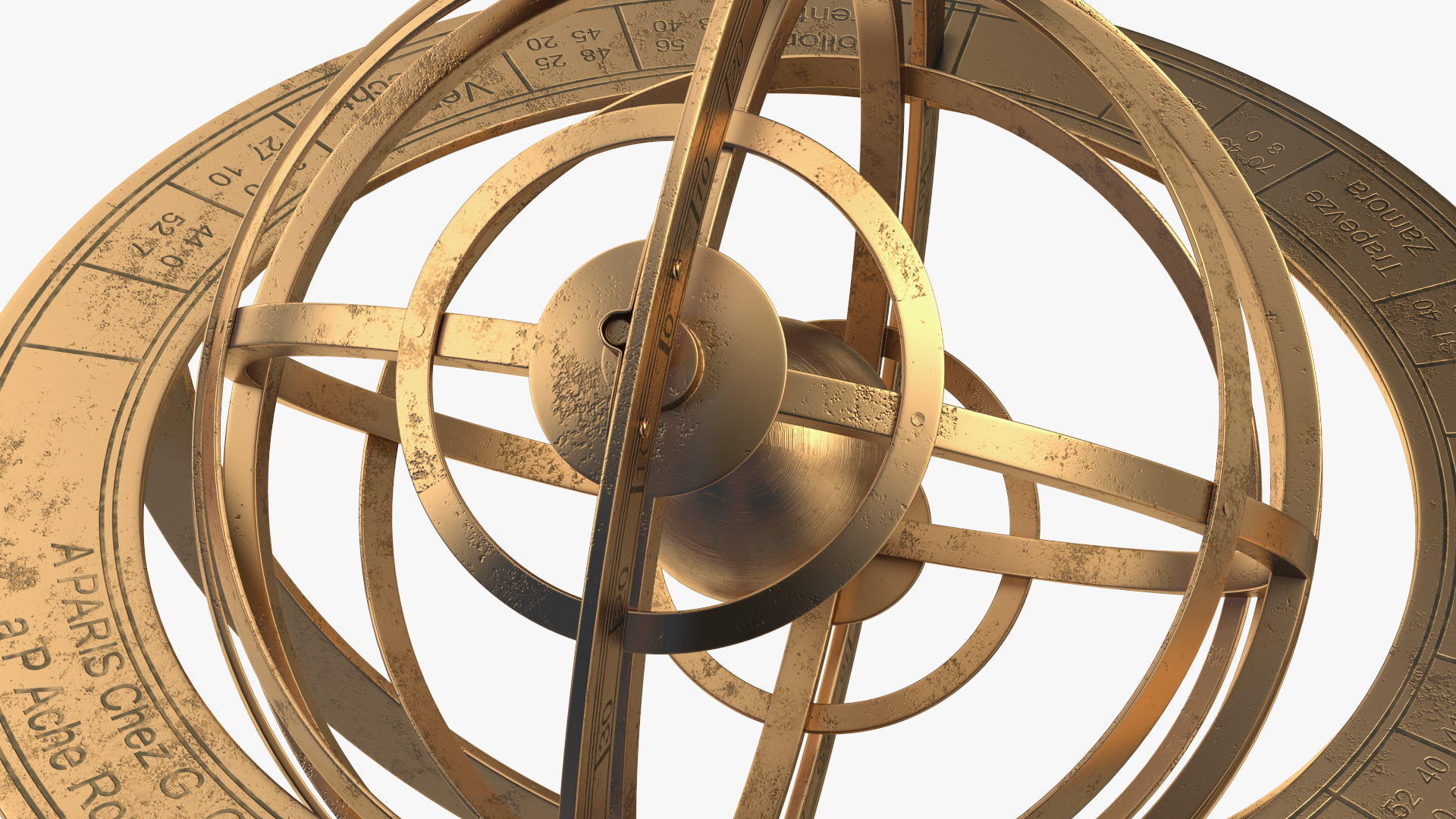 3D Bronze Antique World Globe