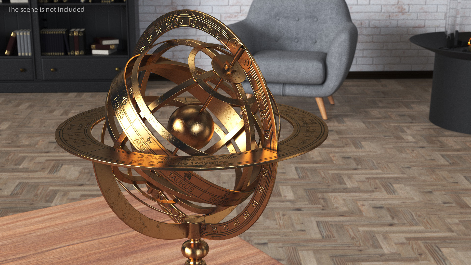 3D Bronze Antique World Globe