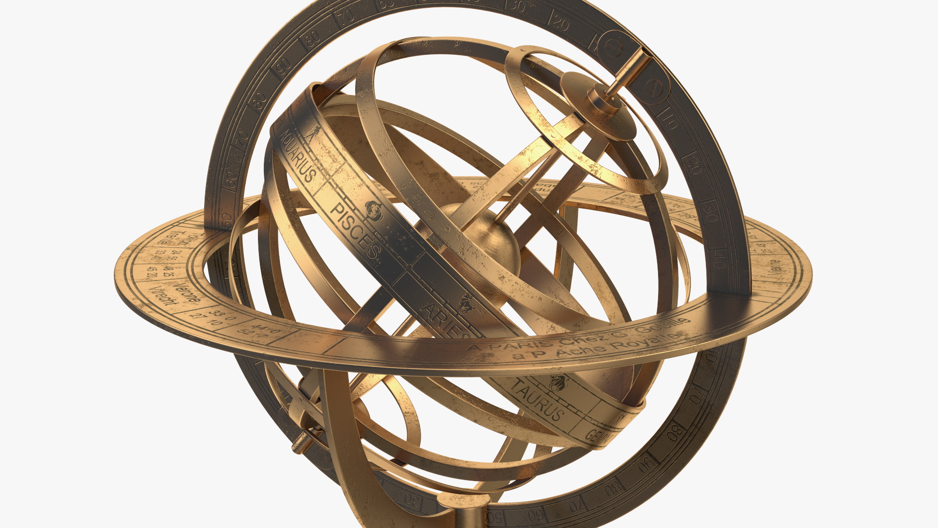 3D Bronze Antique World Globe