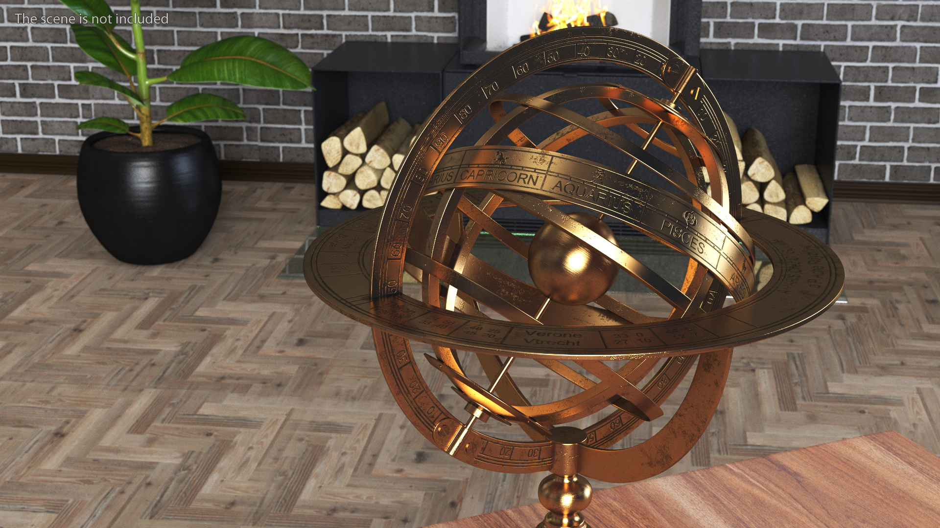 3D Bronze Antique World Globe