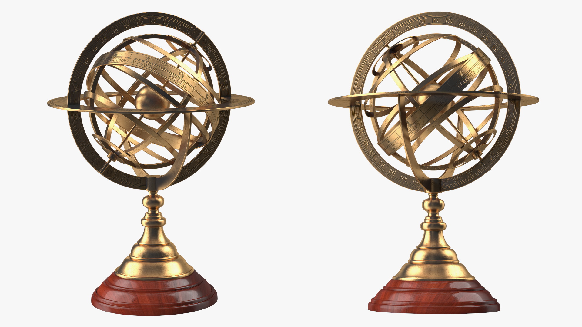 3D Bronze Antique World Globe
