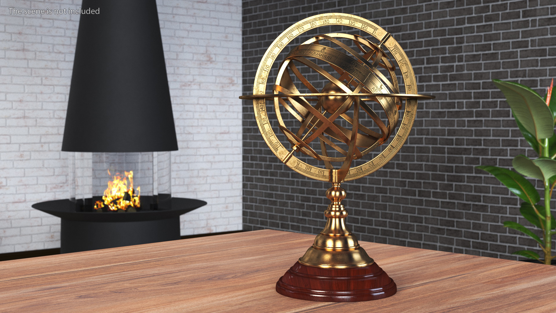 3D Bronze Antique World Globe