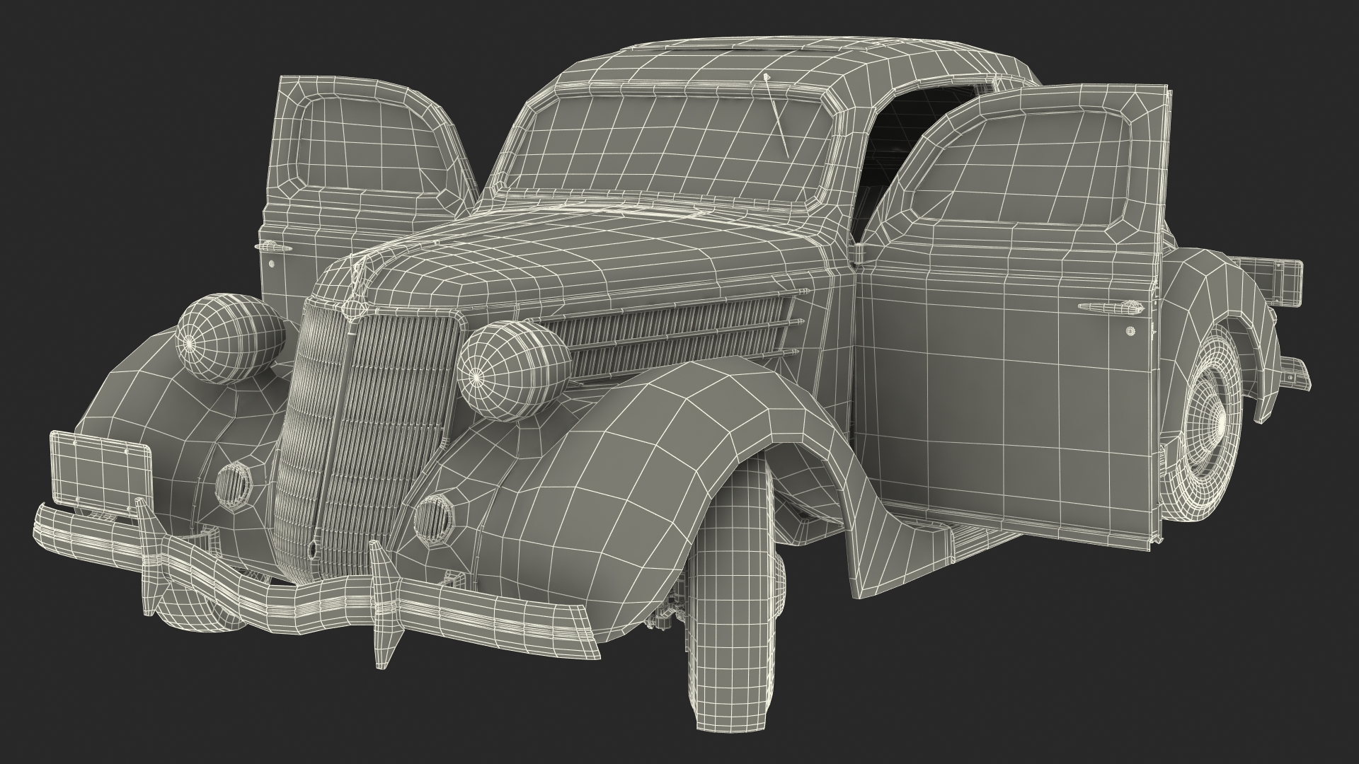 1936 Ford V8 Coupe Metallic Rigged 3D model