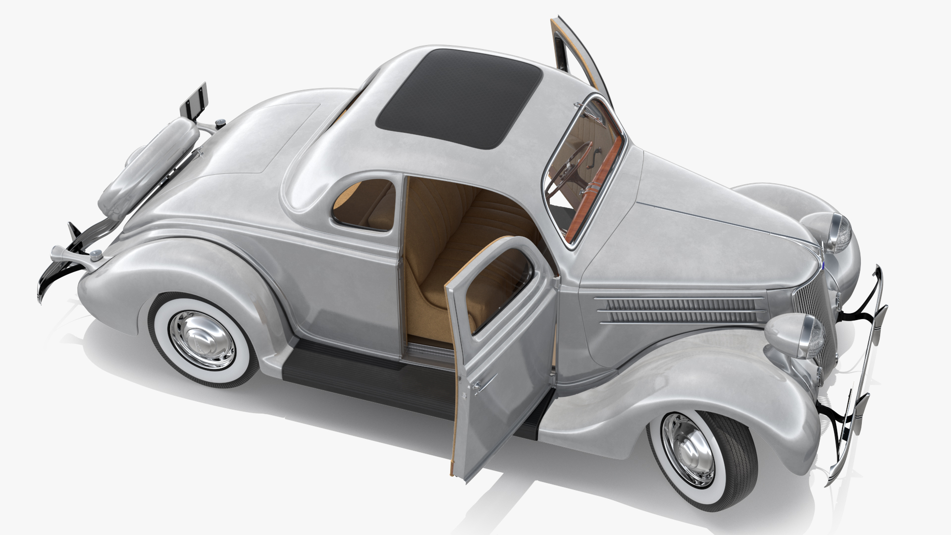 1936 Ford V8 Coupe Metallic Rigged 3D model