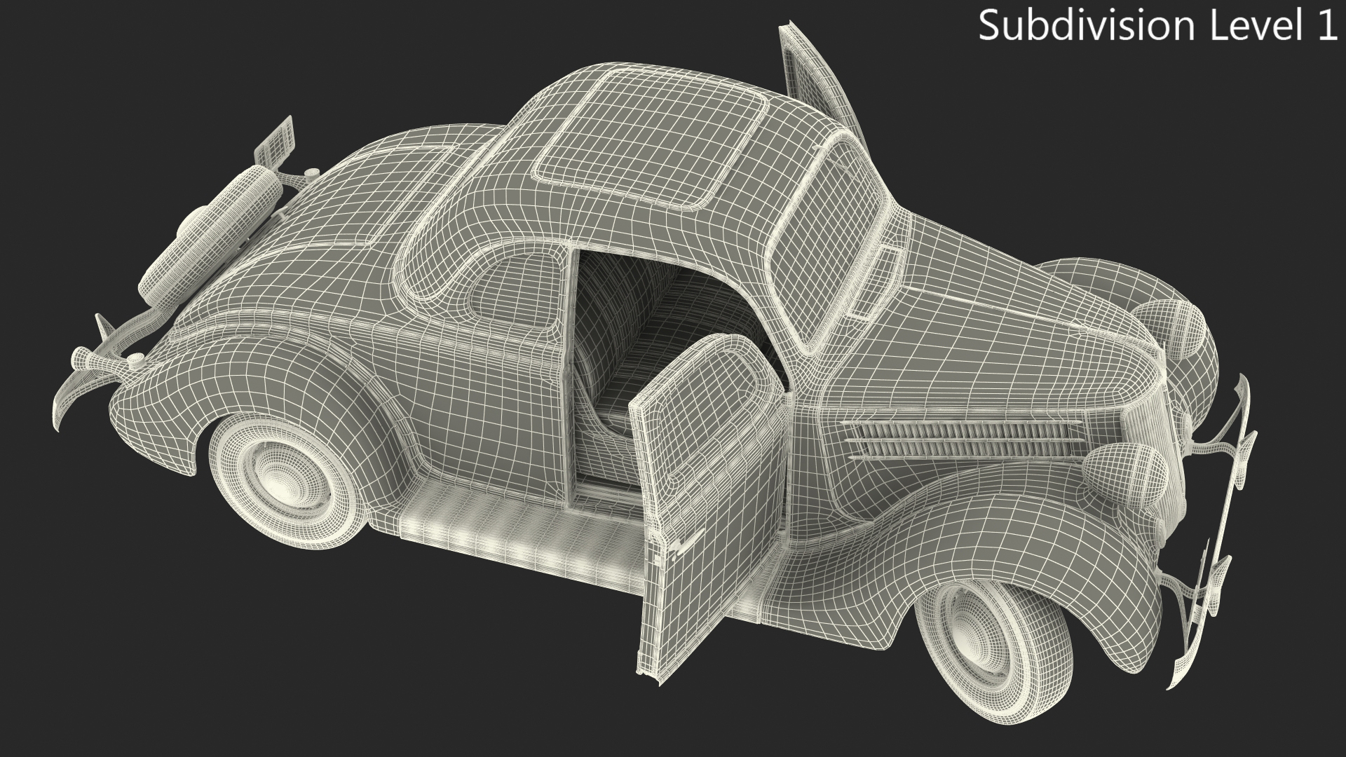 1936 Ford V8 Coupe Metallic Rigged 3D model