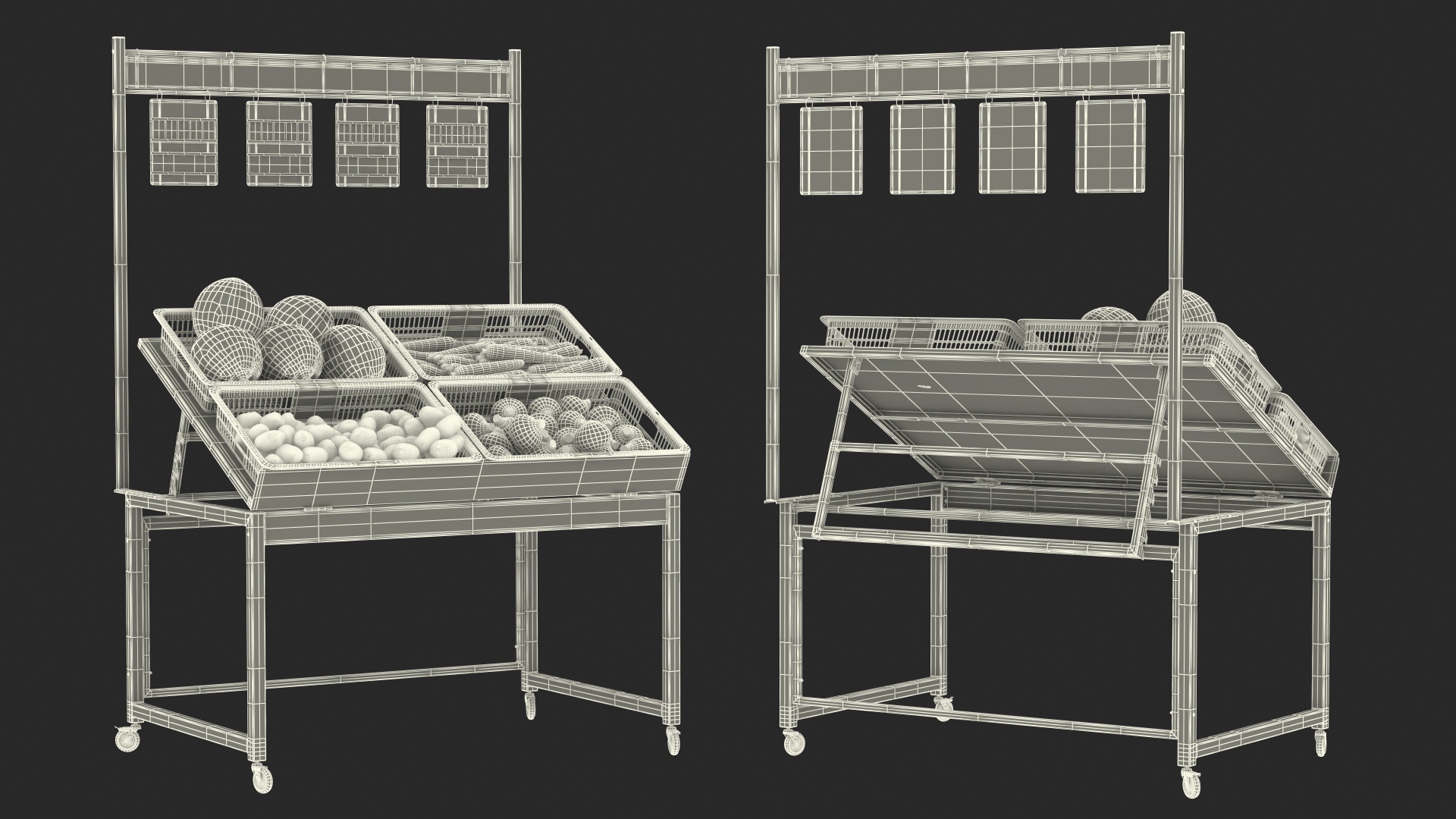 3D Shop Display with Vegetables model