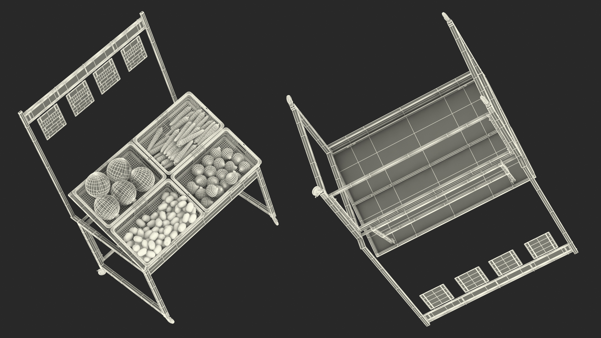 3D Shop Display with Vegetables model