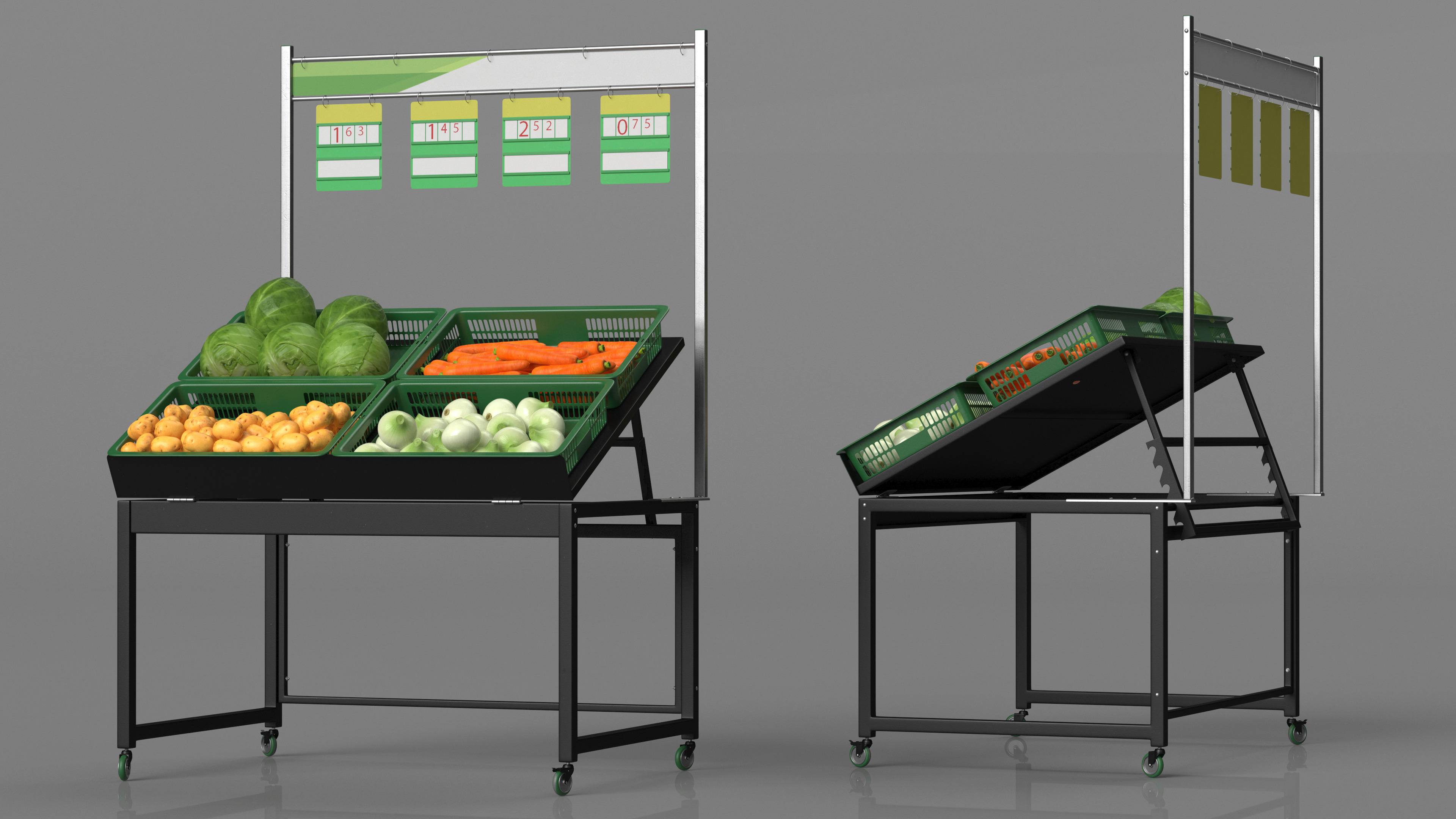 3D Shop Display with Vegetables model
