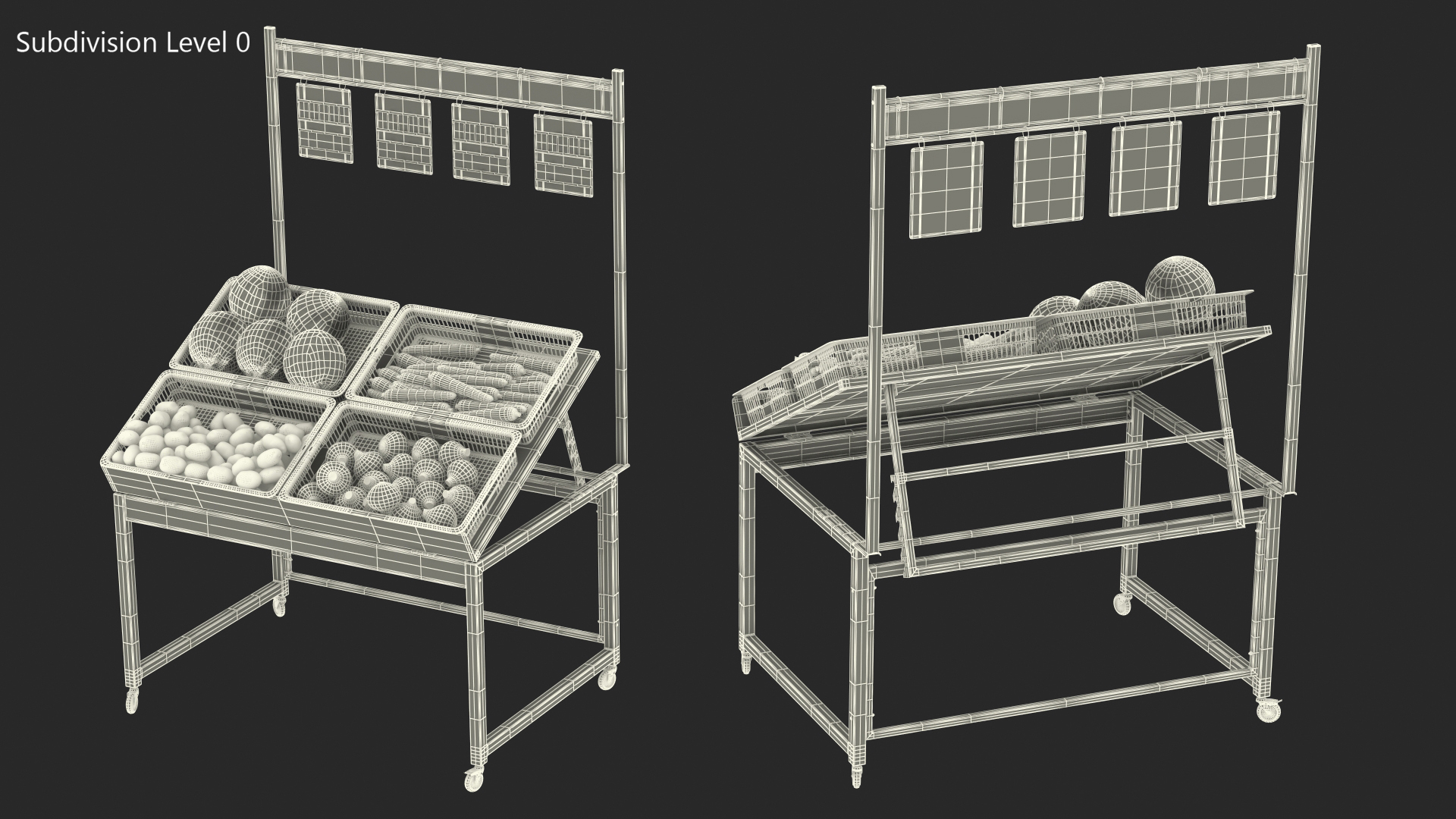 3D Shop Display with Vegetables model