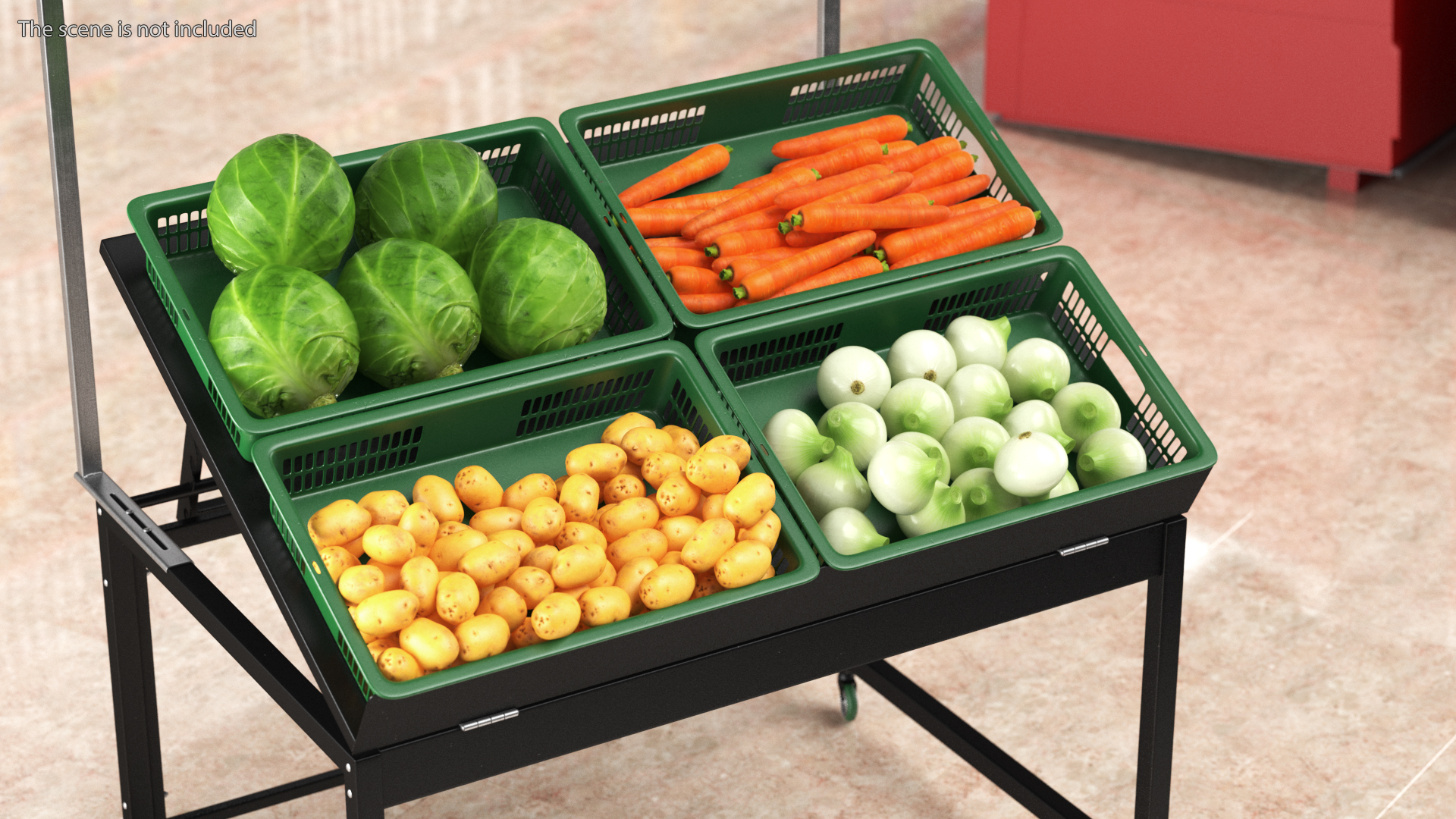 3D Shop Display with Vegetables model