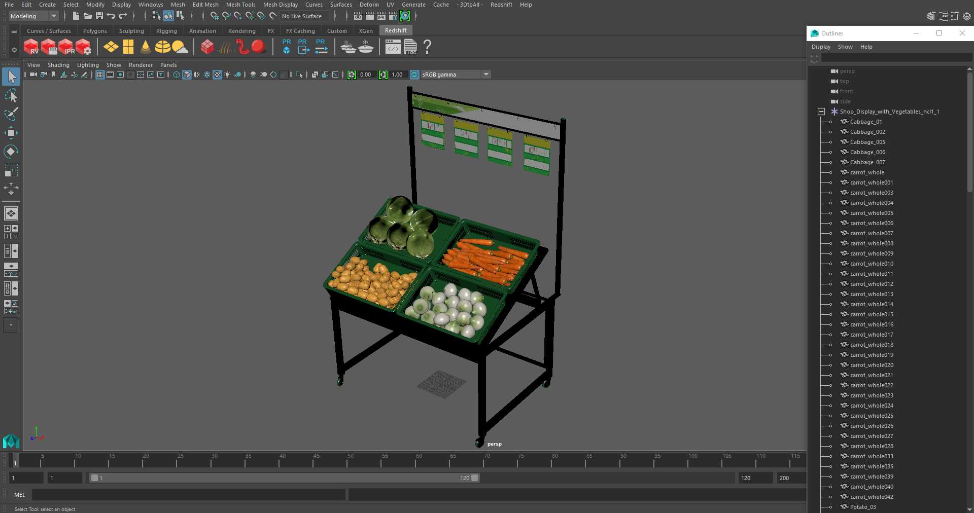 3D Shop Display with Vegetables model