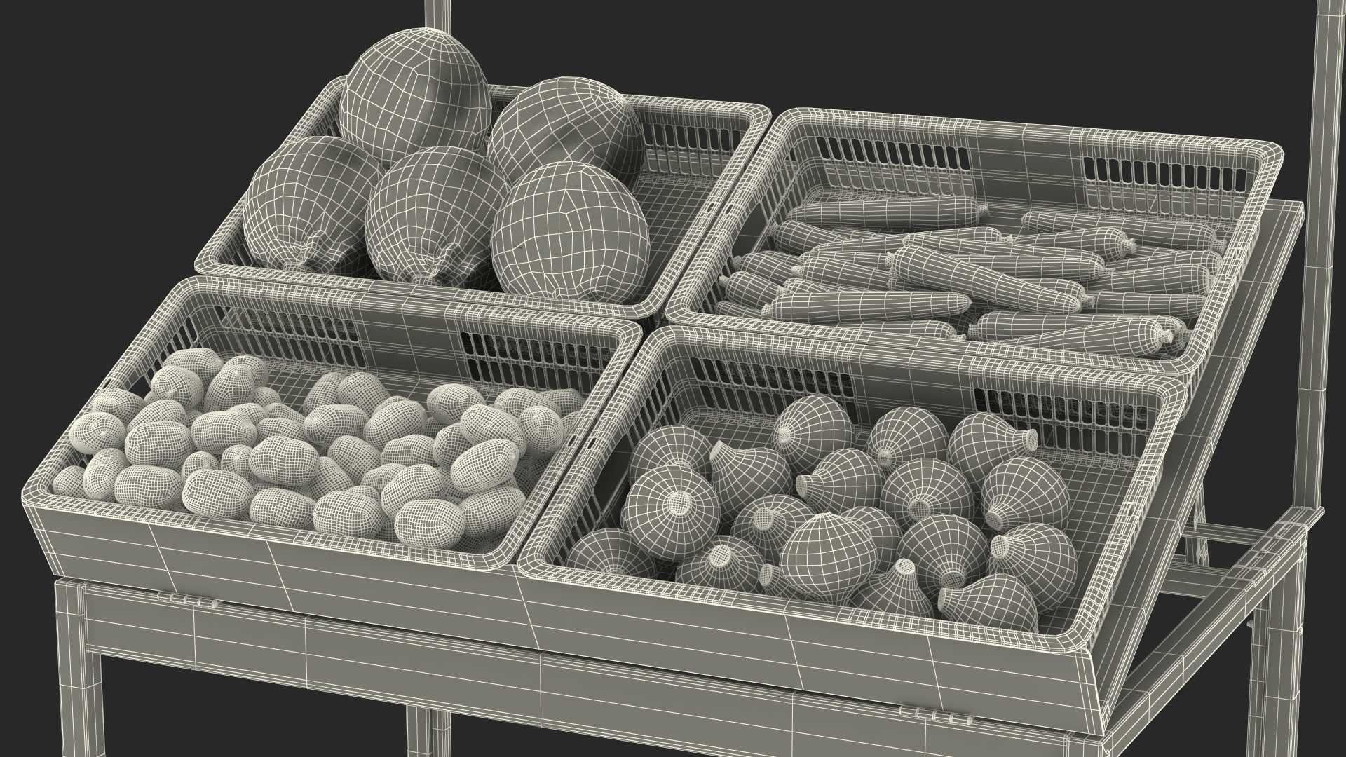 3D Shop Display with Vegetables model