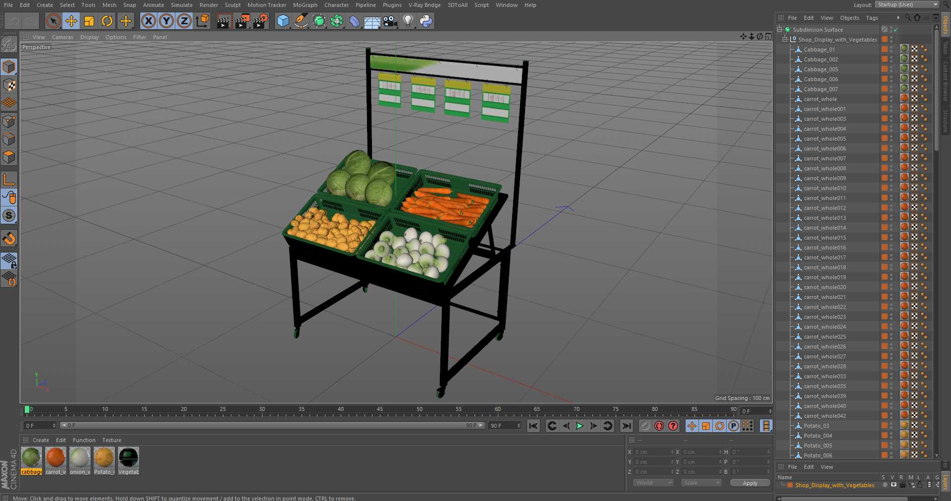 3D Shop Display with Vegetables model