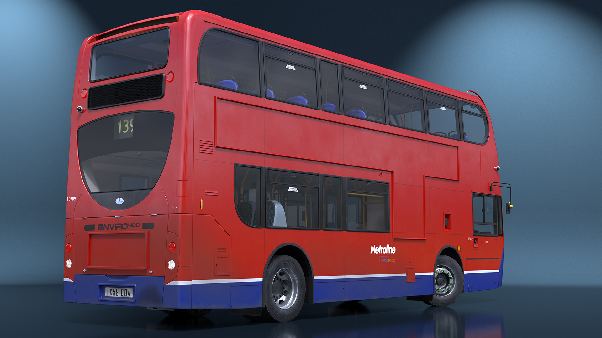 3D London Double Decker Bus Enviro 400 Rigged for Maya