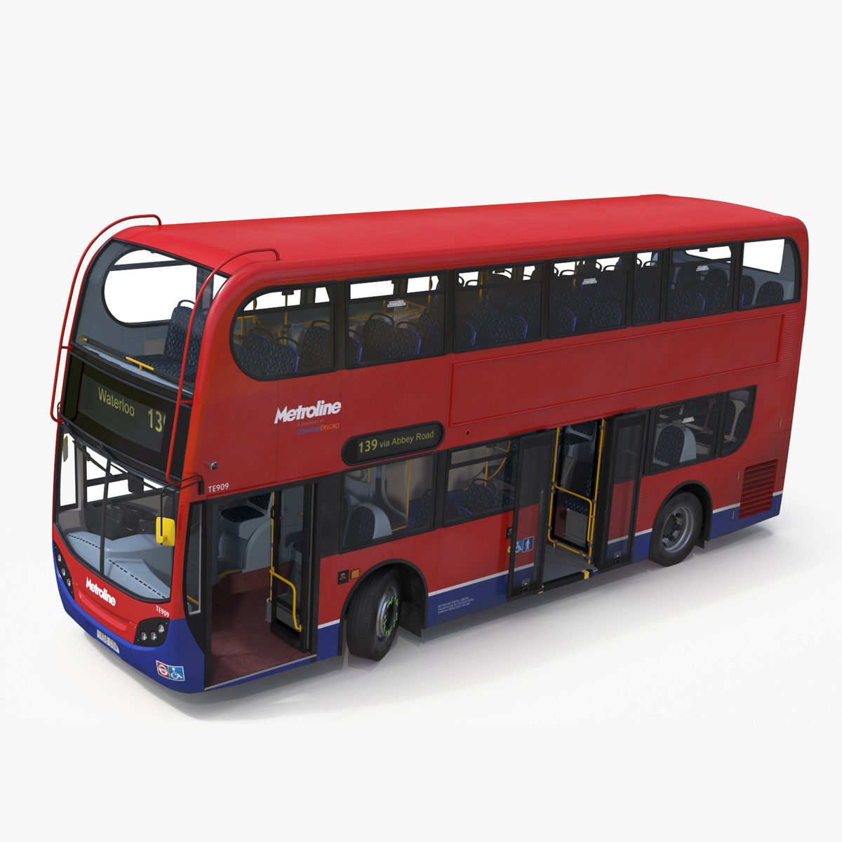 3D London Double Decker Bus Enviro 400 Rigged for Maya